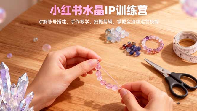 小红书水晶IP训练营,讲解账号搭建、手作教学、拍摄剪辑,全流程运营技能-课赚圈