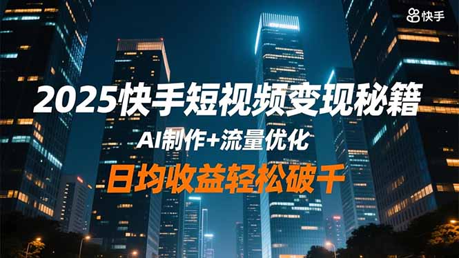 2025快手短视频变现秘籍，AI制作+流量优化，日均收益轻松破千-胜创圈