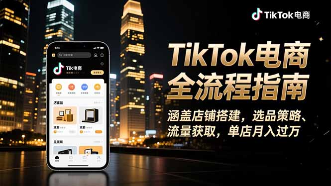 TikTok电商全流程指南，涵盖店铺搭建、选品策略、流量获取，单店月入过万-聚创学社