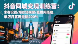 抖音同城变现训练营:来客设置/爆款短视频/直播间搭建,单店月客流量翻200%-优创圈