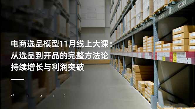 电商选品模型11月线上大课：从选品到开品的完整方法论 持续增长与利润突破-云创优业