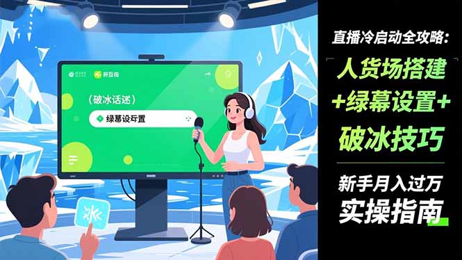 直播冷启动全攻略:人货场搭建+绿幕设置+破冰技巧，新手月入过万实操指南-聚创学社
