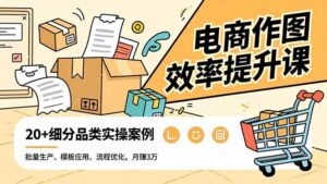 电商作图效率提升课，批量生产、模板应用、流程优化，20+细分品类实操案例，月赚3万-优创圈
