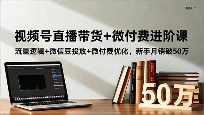 视频号直播带货+微付费进阶课：流量逻辑+微信豆投放+微付费优化，新手月销破50万-铭创学社