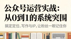 公众号运营实战：从0到1的系统突围-优创圈