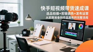 快手短视频带货速成课，选品拍摄+剪辑调色+发布运营，从前期准备到作品发布的完整流程-优创圈