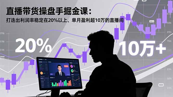 直播带货操盘手掘金课：打造出利润率稳定在20%以上、单月盈利超10万的直播间-课赚圈