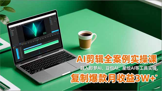 AI剪辑全案例实操课，融入即梦AI、豆包AI、星绘AI等工具实操，复制爆款月收益3W+-清创圈
