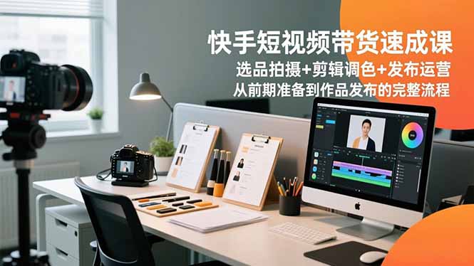 快手短视频带货速成课，选品拍摄+剪辑调色+发布运营，从前期准备到作品发布的完整流程-聚创学社