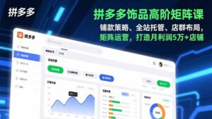 拼多多饰品高阶矩阵课，铺款策略、全站托管、店群布局，矩阵运营，打造月利润5万+店铺-优创圈