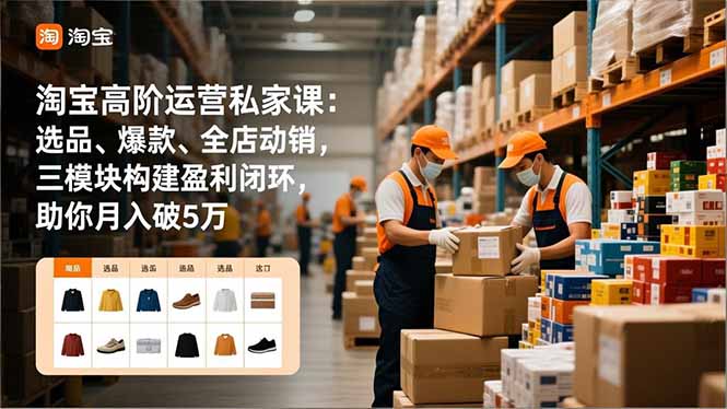 淘宝高阶运营私家课：选品、爆款、全店动销，三模块构建盈利闭环，助你月入破5万-聚创学社