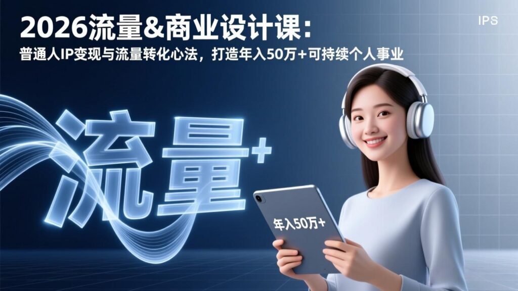 2026流量&商业设计课：普通人IP变现与流量转化心法，打造年入50万+可持续个人事业-优创圈