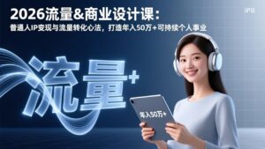 2026流量&商业设计课:普通人IP变现与流量转化心法,打造年入50万+可持续个人事业-优创圈