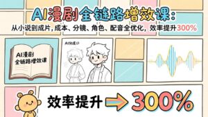 AI漫剧全链路增效课:从小说到成片,成本、分镜、角色、配音全优化,效率提升300%-优创圈