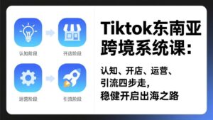 TikTok东南亚跨境系统课：认知、开店、运营、引流四步走，稳健开启出海之路-优创圈