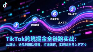TikTok跨境掘金全链路实战:从算法、选品到团队管理,打通闭环,实现稳定月入万刀-优创圈