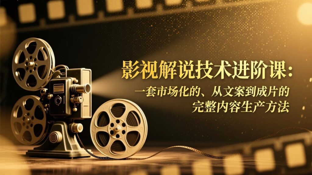 影视解说技术进阶课:一套市场化的、从文案到成片的完整内容生产方法-优创圈