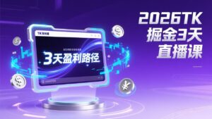 2026TK掘金直播课，起号涨粉+直播带货+商单变现+3天打通盈利路径，月入过万美金-优创圈
