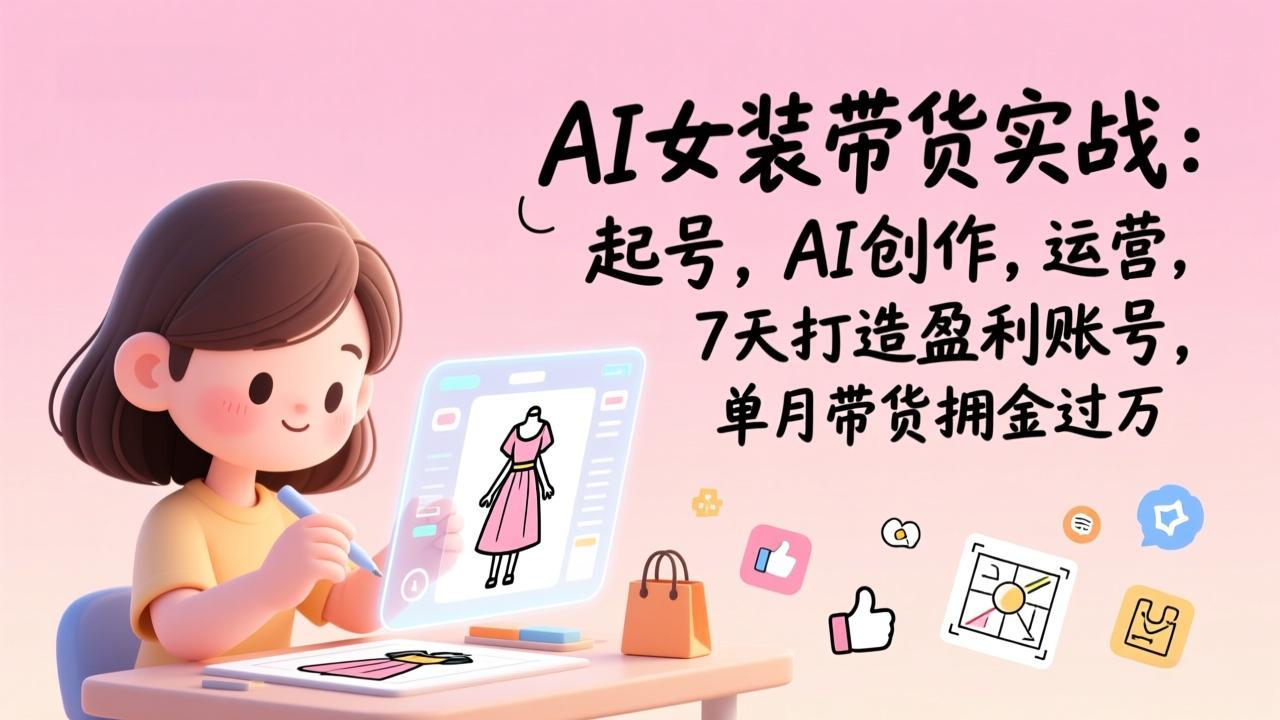 AI女装带货实战班（完结）：起号，AI创作，运营，7天打造盈利账号，单月带货佣金过万
