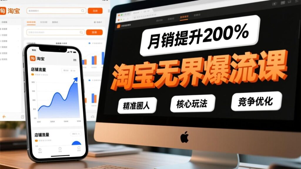 淘宝无界爆流课，精准圈人、核心玩法、竞争优化，快速引爆店铺流量，月销提升200%-优创圈