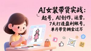 AI女装带货实战班（完结）：起号，AI创作，运营，7天打造盈利账号，单月带货佣金过万-优创圈