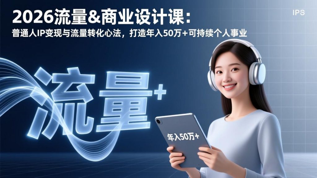 2026流量&商业设计课：普通人IP变现与流量转化心法，打造年入50万+可持续个人事业-聚创学社
