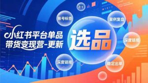 小红书平台单品带货变现营-更新,极致选品、账号标签、案例复盘,深度链接,快速启动稳定出单-优创圈