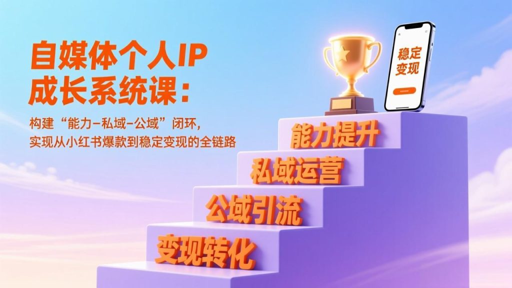 自媒体个人IP成长系统课：构建“能力-私域-公域”闭环，实现从小红书爆款到稳定变现的全链路-伙伴笔记