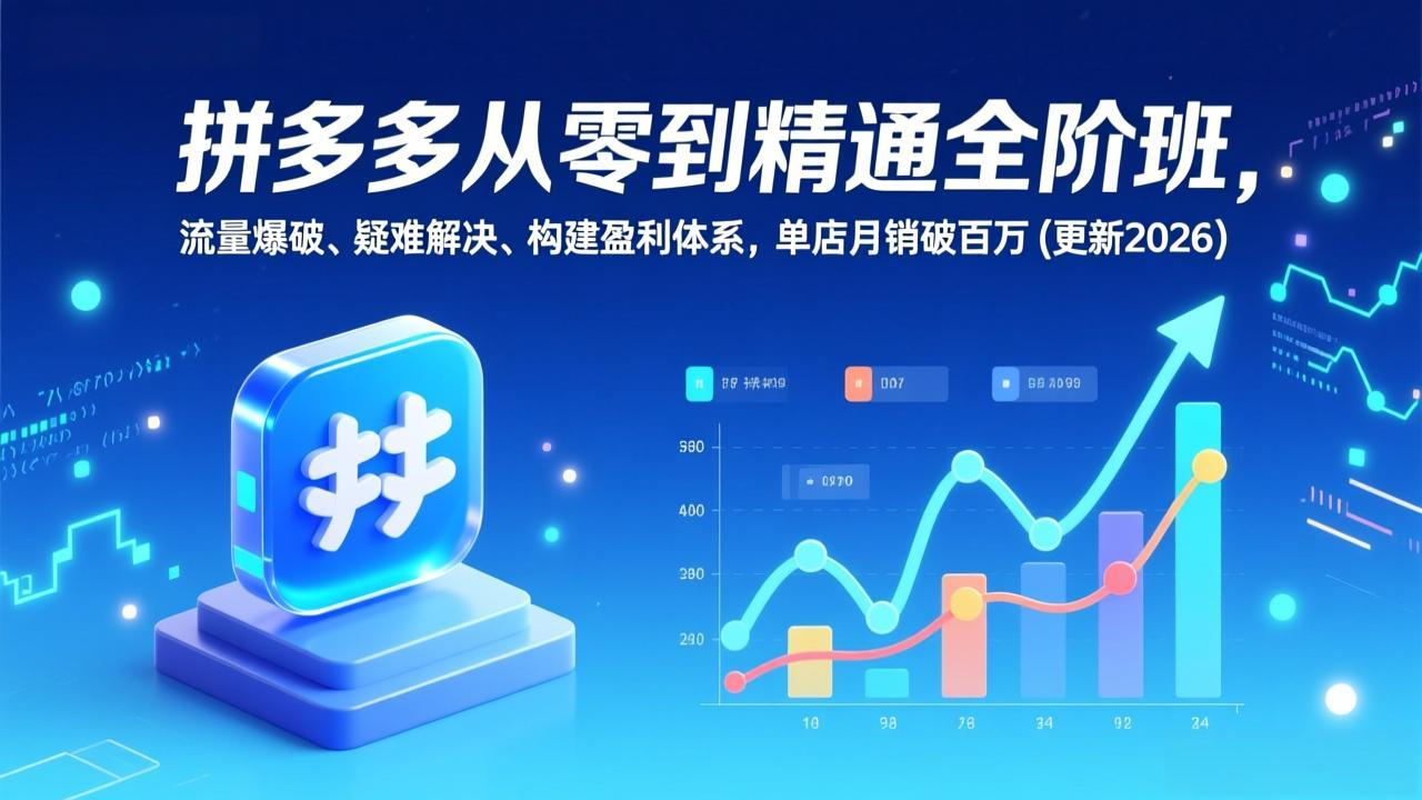 拼多多从零到精通全阶班,流量爆破、疑难解决,构建盈利体系,单店月销破百万(更新2026)-聚创学社