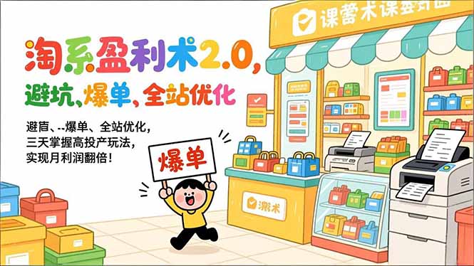 淘系盈利术2.0，避坑、爆单、全站优化，三天掌握高投产玩法，实现月利润翻倍！-聚创学社