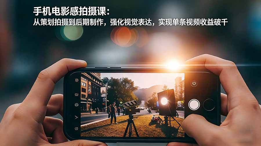 手机电影感拍摄课：从策划拍摄到后期制作，强化视觉表达，实现单条视频收益破千-优创圈