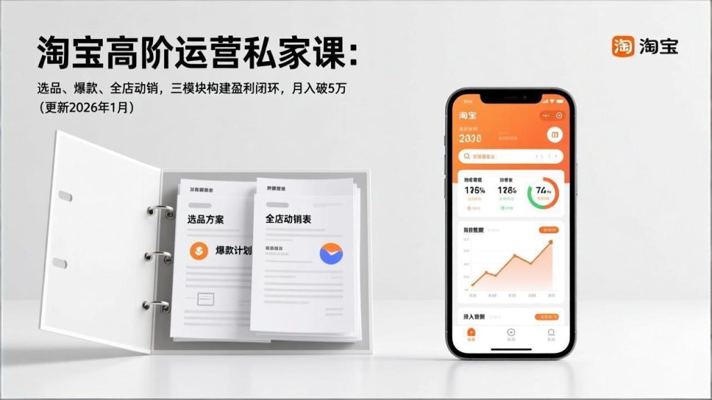淘宝高阶运营私家课：选品、爆款、全店动销，三模块构建盈利闭环，月入破5万（更新26年1月）-清创圈