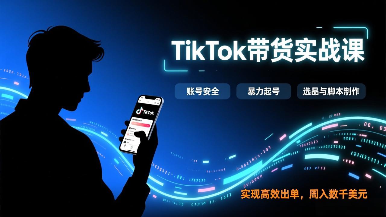 TikTok带货实战课,涵盖账号安全、暴力起号、选品与脚本制作,实现高效出单,周入数千美元-伙伴笔记