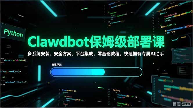 Clawdbot保姆级部署课，多系统安装、安全方案、平台集成，零基础教程，快速拥有专属AI助手-课赚圈