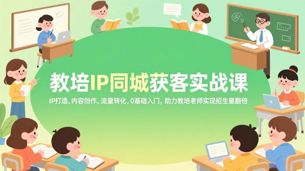 教培IP同城获客实战课，IP打造、内容创作、流量转化，0基础入门，助力教培老师实现招生量翻倍-胜创圈