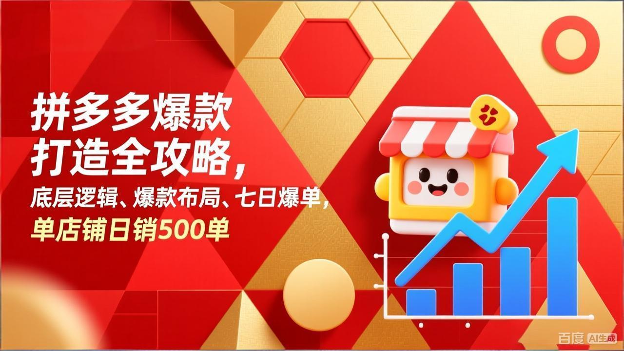 拼多多爆款打造全攻略,底层逻辑、爆款布局、七日爆单,单店铺日销500单