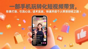 一部手机玩转化短视频带货，形象打造、引流心法、话术实战，快速开启个人带货创收之路-优创圈