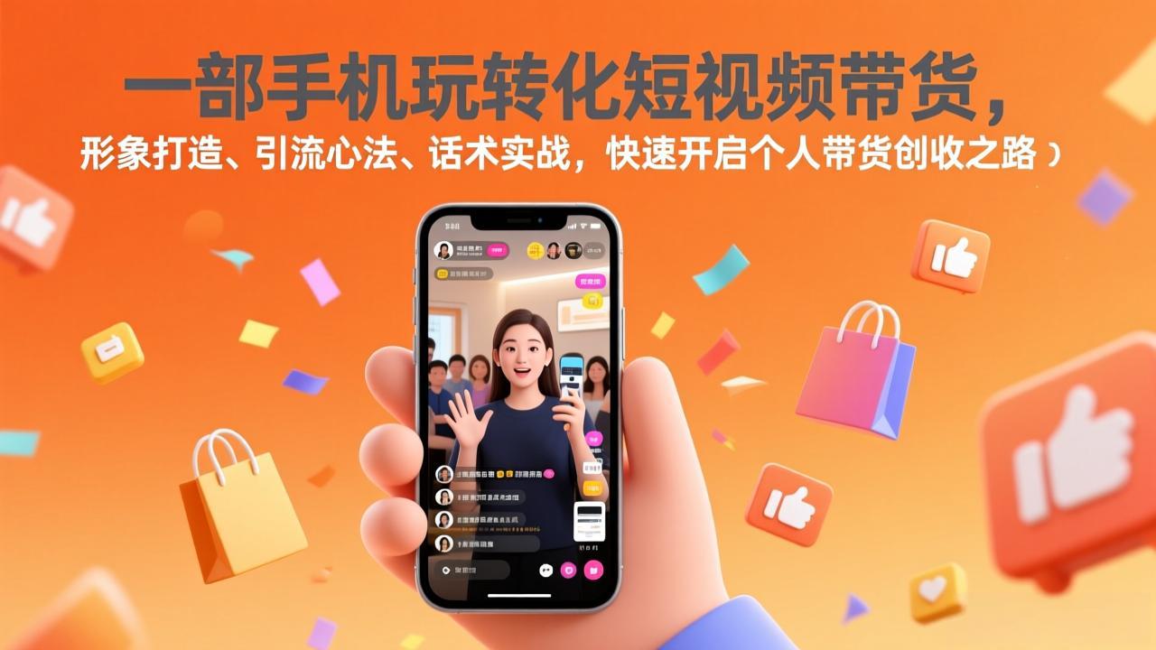 一部手机玩转化短视频带货,形象打造、引流心法、话术实战,快速开启个人带货创收之路-胜创圈