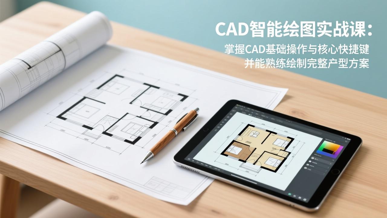 CAD智能绘图实战课:掌握CAD基础操作与核心快捷键,并能熟练绘制完整户型方案-胜创圈