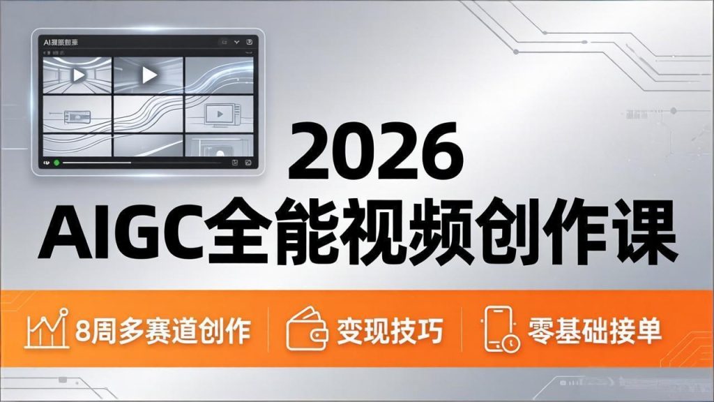 2026AIGC全能视频创作课，8周吃透多赛道创作+变现，零基础也能高效出片接单-优创圈