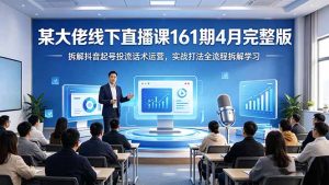 某大佬线下直播课161期4月完整版，拆解抖音起号投流话术运营，实战打法全流程拆解学习-优创圈