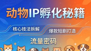 动物IP孵化全套秘籍，三大核心技法拆解，打造爆款萌宠短剧，轻松拿捏赛道流量密码-优创圈