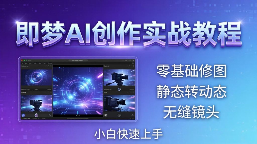 即梦AI创作实战教程，从零基础修图到AI导演，实战教学静态转动态+无缝镜头，小白快速上手-优创圈