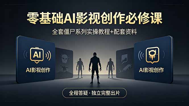 零基础AI影视创作必修课，全套僵尸系列实操教程加配套资料，全程答疑带你独立完整出片-优创圈