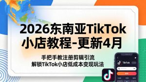 2026东南亚TikTok小店教程-更新4月，手把手教注册剪辑引流，解锁TikTok小店低成本变现玩法-优创圈