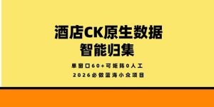 2026必做蓝海小众项目，酒店CK原生数据智能归集，单窗口60+可矩阵0人工-优创圈