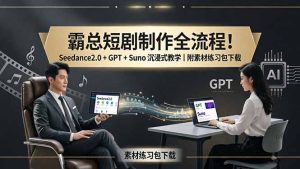 霸总短剧制作全流程！Seedance2.0 + GPT + Suno 沉浸式教学｜附素材练习包下载-优创圈