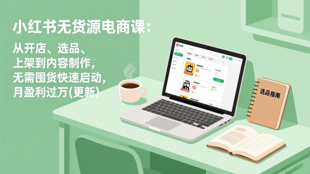 小红书无货源电商课(4月20更新)：从开店、选品、上架到内容制作，无需囤货快速启动，月盈利过万-优创圈