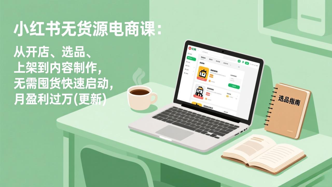 小红书无货源电商课(4月20更新)：从开店、选品、上架到内容制作，无需囤货快速启动，月盈利过万