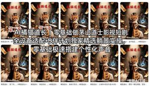 AI橘猫道长茅山道士短剧教程｜零基础傻瓜式操作，AI一键生成古风玄幻爆款短视频快速变现-优创圈